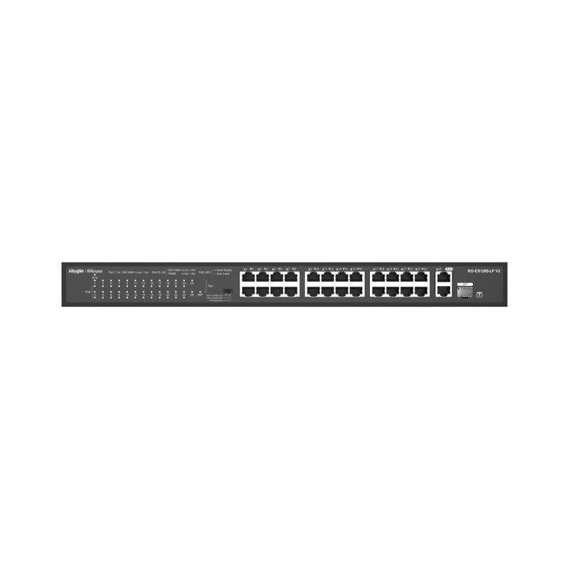 Ruijie Networks RG-ES126S-LP V2 RG-ES126S-LP V2, No administrado, Fast Ethernet (10/100), Energía sobre Ethernet (PoE),