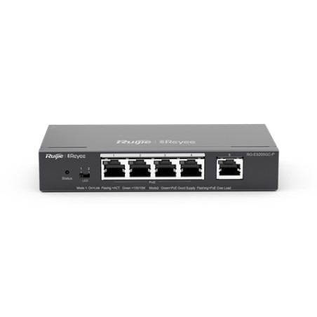 Ruijie Networks RG-ES205GC-P RG-ES205GC-P, Gestionado, L2, Gigabit Ethernet (10/100/1000), Energía sobre Ethernet (PoE)