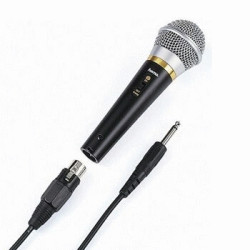 Hama 00046060 | Micrófono dinámico con una conexión de 6,3mm y un cabe de 3m, Color negro, -70 dB, 90 - 10000 Hz, 600 Ω, 2