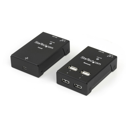StarTech.com USB2004EXTV Extensor Alargador USB 2.0 de 4 Puertos por Cable Cat5 o Cat6 - Extensor Compacto USB 2.0 por Ethernet