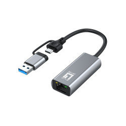 LevelOne USB-0423 USB-0423, Alámbrico, USB Type-A/USB Type-C, Ethernet, 2500 Mbit/s, Gris