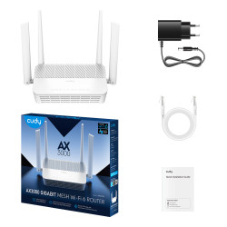 Cudy WR3000S AX3000, Wi-Fi 6 (802.11ax), Doble banda (2,4 GHz / 5 GHz), Ethernet, Blanco, Enrutador de escritorio/poste 2