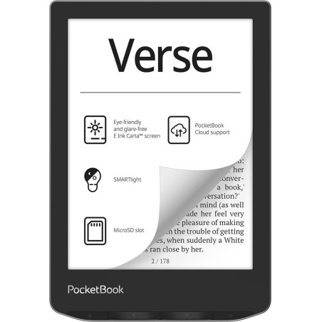 PocketBook PB629-M-WW Verse, 15,2 cm (6"), E Ink Carta, 758 x 1024 Pixeles, ACSM, AZW, AZW3, CBR, CBZ, CHM, DOC, DOCX, DjVu,
