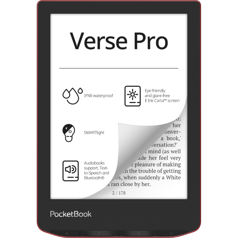 PocketBook PB634-3-WW Verse Pro, 15,2 cm (6"), E Ink Carta, 1072 x 1448 Pixeles, ACSM, AZW, AZW3, CBR, CBZ, CHM, DOC, DOCX,