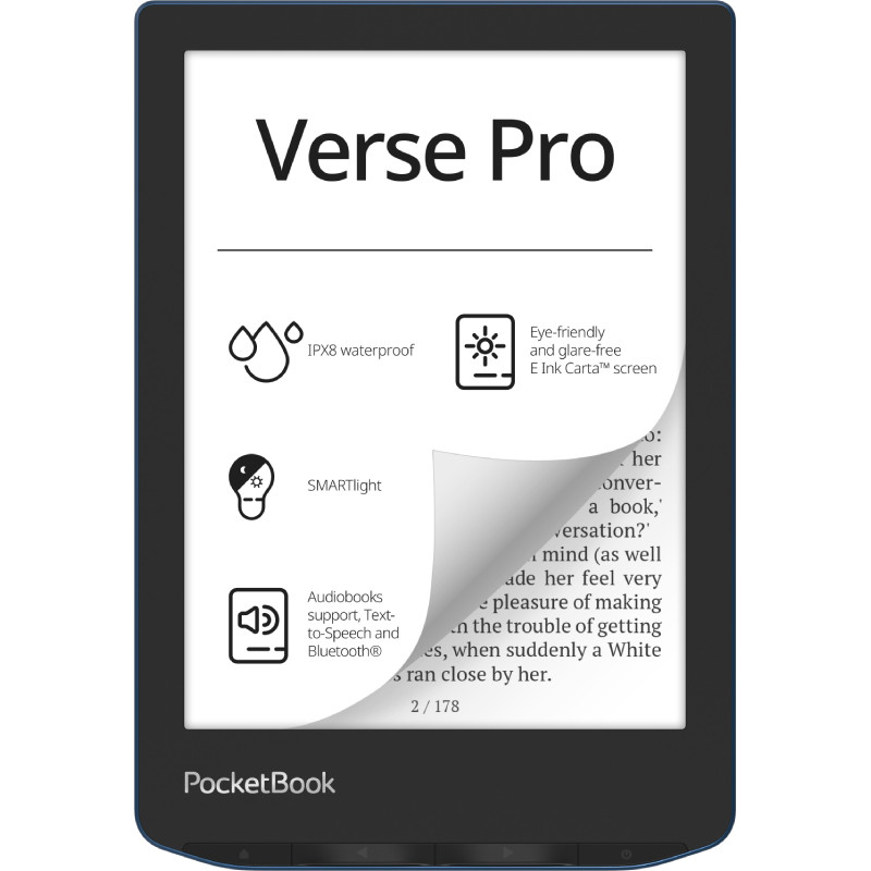 PocketBook PB634-A-WW Verse Pro, 15,2 cm (6"), E Ink Carta, 1072 x 1448 Pixeles, ACSM, AZW, AZW3, CBR, CBZ, CHM, DOC, DOCX,