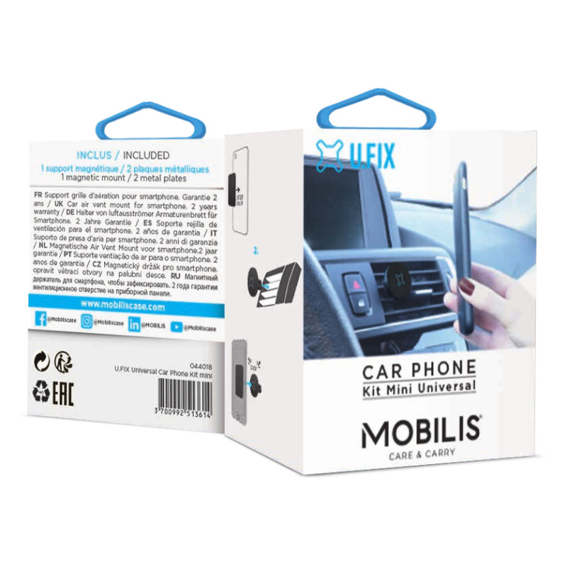 Mobilis 044021 U.FIX, Teléfono móvil/smartphone, Soporte pasivo, Coche, Negro