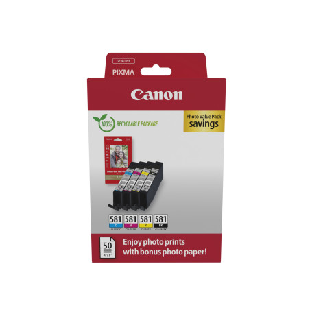 Canon 2106C006 2106C006, Negro, Cian, Magenta, Amarillo, 4 pieza(s), Pack formato ahorro para impresión fotográfica
