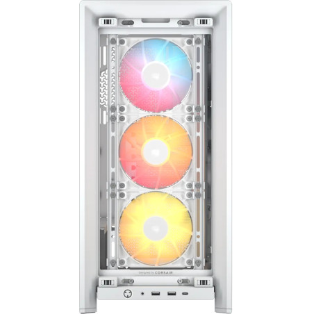 Corsair CC-9011297-WW FRAME 4000D RS ARGB, Midi Tower, PC, Blanco, ATX, EATX, micro ATX, Mini-ITX, Plástico, Acero, Vidrio