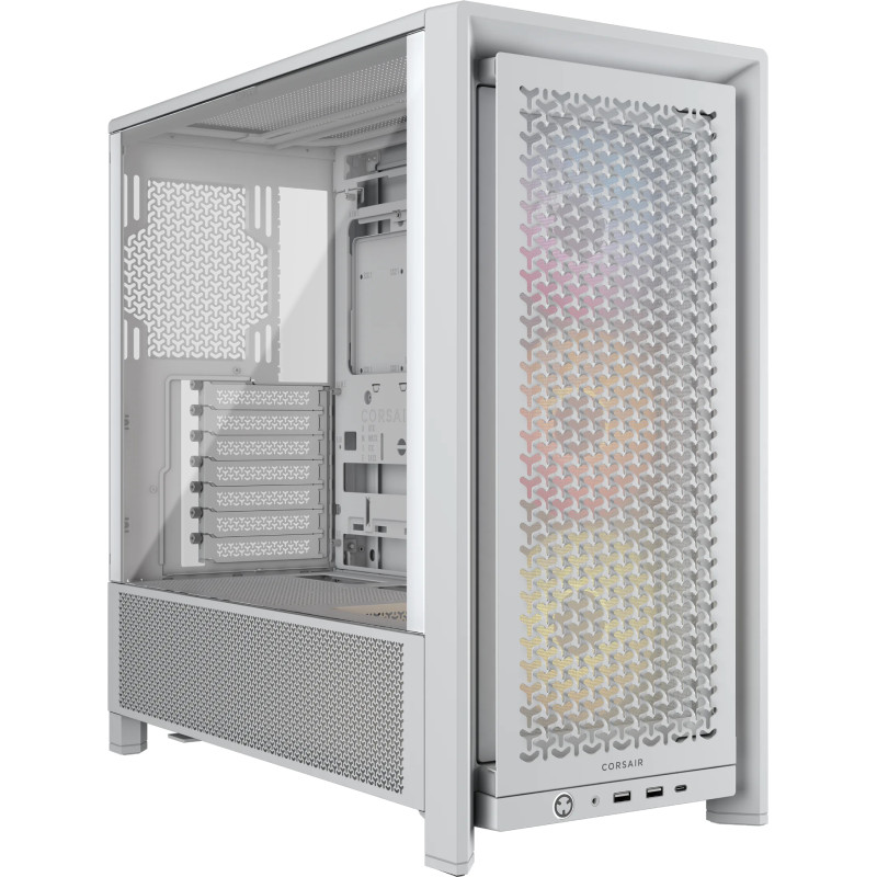 Corsair CC-9011297-WW FRAME 4000D RS ARGB, Midi Tower, PC, Blanco, ATX, EATX, micro ATX, Mini-ITX, Plástico, Acero, Vidrio