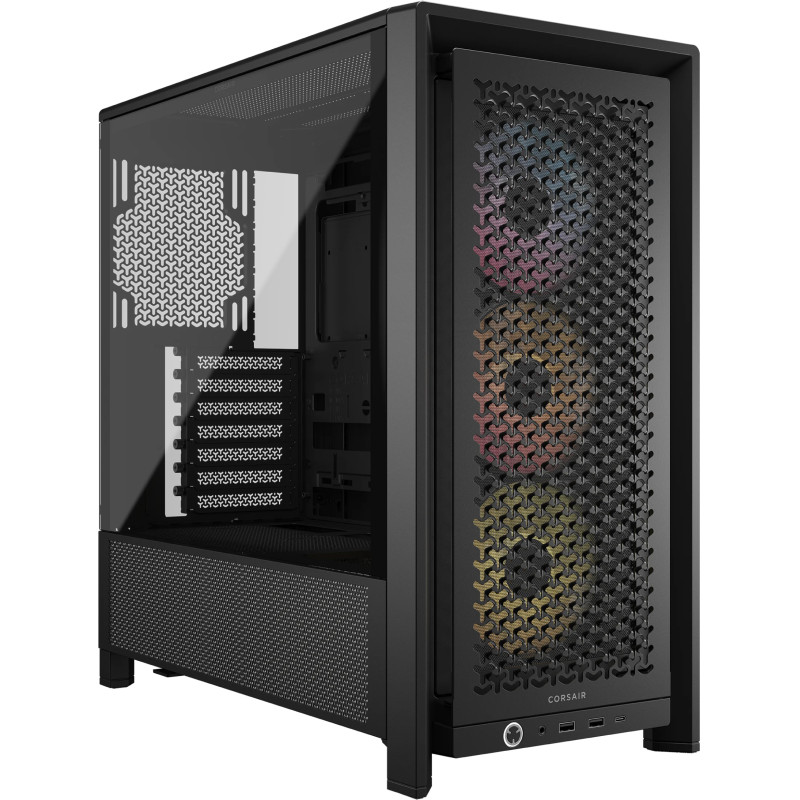 Corsair CC-9011296-WW FRAME 4000D RS ARGB, Midi Tower, PC, Negro, ATX, EATX, micro ATX, Mini-ITX, Plástico, Acero, Vidrio