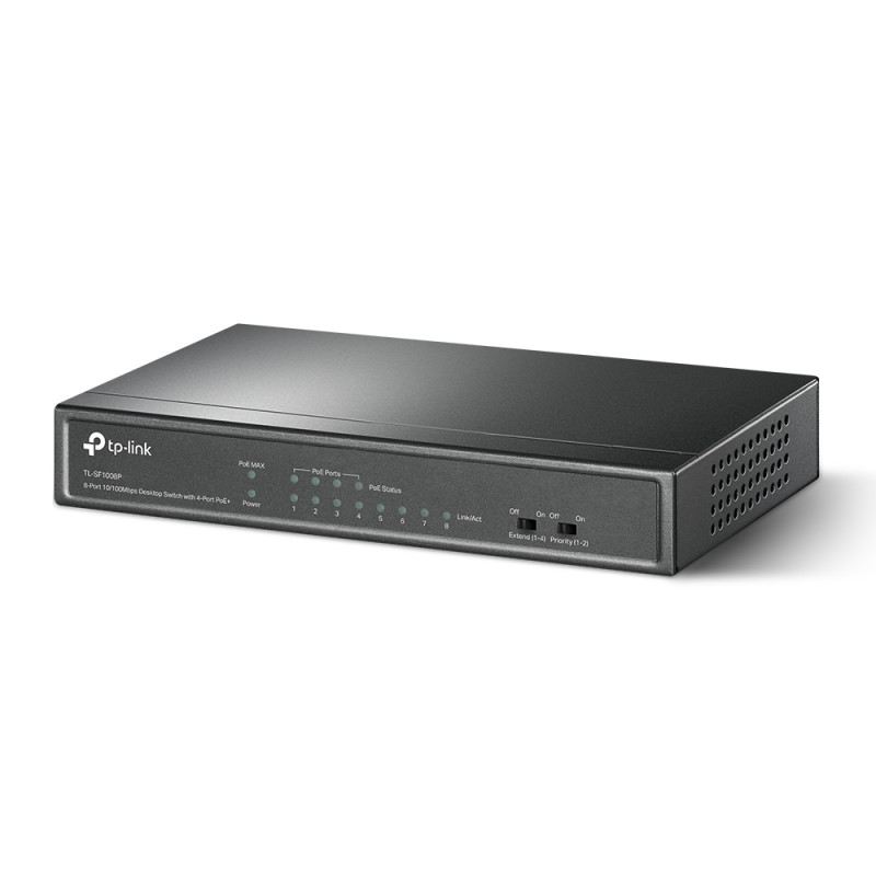 TP-Link TL-SF1008P V5 TL-SF1008P, No administrado, Fast Ethernet (10/100), Bidireccional completo (Full duplex), Energía sobre