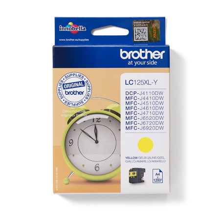 Brother LC125XLY LC-125XLY, Amarillo, 1 pieza(s), 1200 páginas, Pack individual