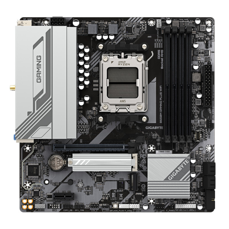 GIGABYTE B650M GAMING PLUS WF B650M GAMING PLUS WIFI Placa base - Procesadores AMD Ryzen 9000, VRM de 5+2+2 fases, hasta 8000