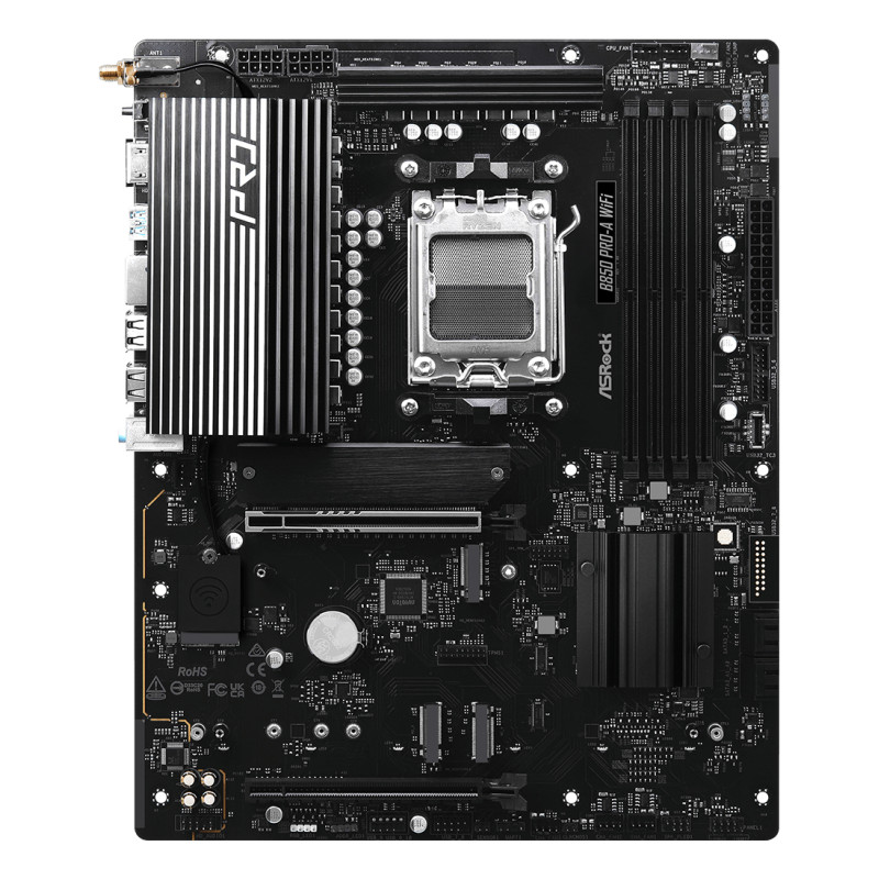 Asrock 90-MXBQN0-A0UAYZ B850 Pro-A WiFi, AMD, Zócalo AM5, AMD Ryzen 7000 Series, AMD Ryzen 8000 Series, AMD Ryzen 9000 Series,