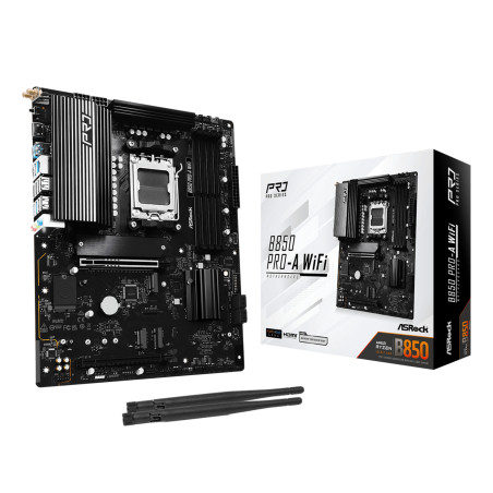 Asrock 90-MXBQN0-A0UAYZ B850 Pro-A WiFi, AMD, Zócalo AM5, AMD Ryzen 7000 Series, AMD Ryzen 8000 Series, AMD Ryzen 9000 Series,