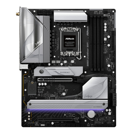 Asrock 90-MXBQV-A0UAYZ B860 LiveMixer WiFi, Intel, LGA 1851 (Socket V1), Intel Core Ultra (Series 2), LGA 1851, DDR5-SDRAM, 256