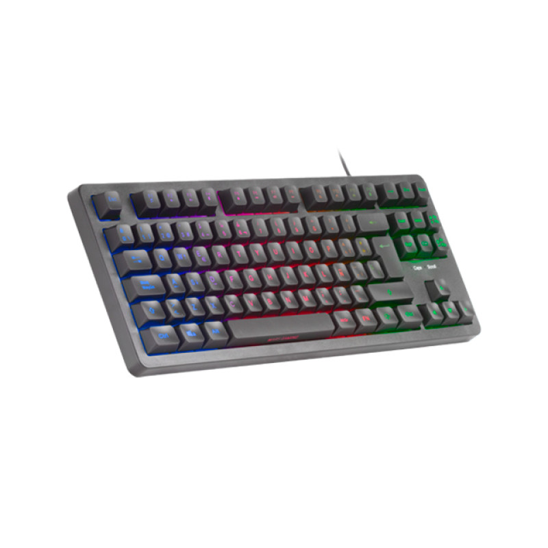 Mars Gaming MK023FR MK023, Teclado Gaming TKL, Tecnología Híbrida H-Mech, Iluminación FRGB Rainbow, Anti-ghosting,