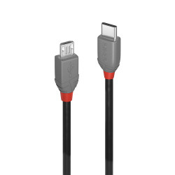 Lindy 36892 36892, 2 m, USB C, Micro-USB B, USB 2.0, 0,48 Gbit/s, Negro, Gris