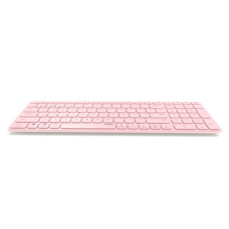 Rapoo 215872 E9700M, Completo (100%), Inalámbrico, RF Wireless + Bluetooth, Switch de tecla de tijera, QWERTY, Rosa