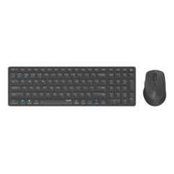 Rapoo 215930 9700M, Completo (100%), Inalámbrico, Bluetooth, QWERTY, Negro, Ratón incluido 2