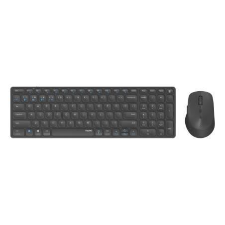 Rapoo 215930 9700M, Completo (100%), Inalámbrico, Bluetooth, QWERTY, Negro, Ratón incluido