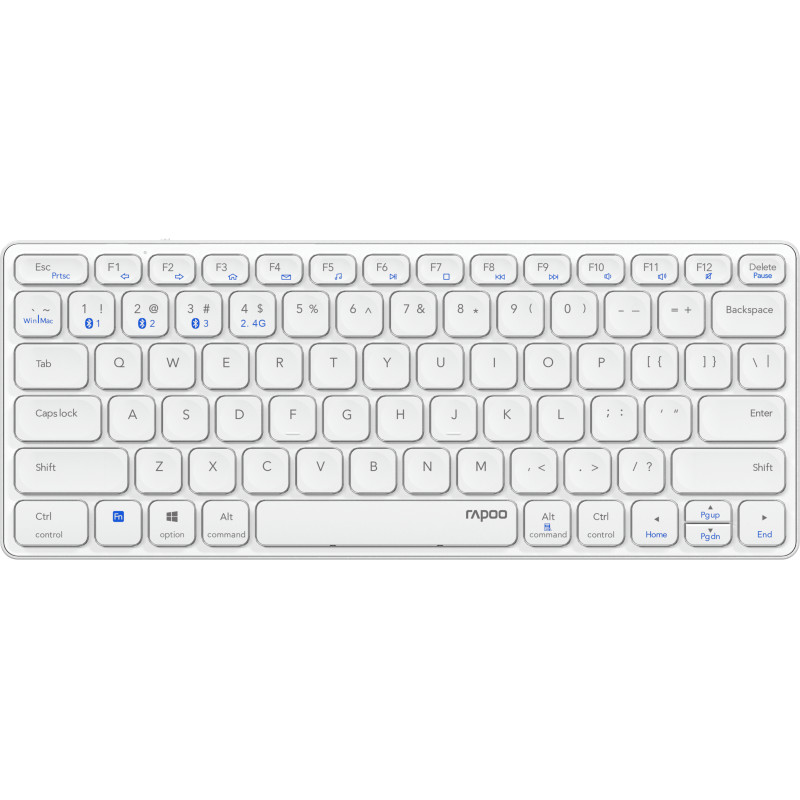 Rapoo 215801 E9600M, Mini, Inalámbrico, Bluetooth, QWERTY, Blanco