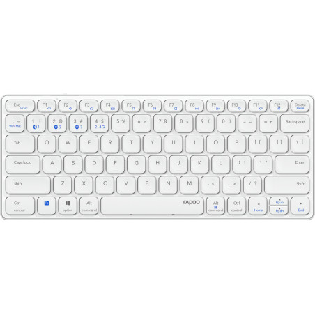 Rapoo 215801 E9600M, Mini, Inalámbrico, Bluetooth, QWERTY, Blanco