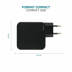 Mobilis 001365 Charger 100W 2USB C 1USBA GaN cable 100W, Interior, Corriente alterna, Negro 2
