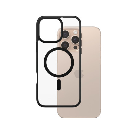 PanzerGlass 1304 ® HardCase Transparent w. Black MagSafe & Frame iPhone 16 Pro Max, Funda, Apple, Apple - iPhone 16 Pro Max,