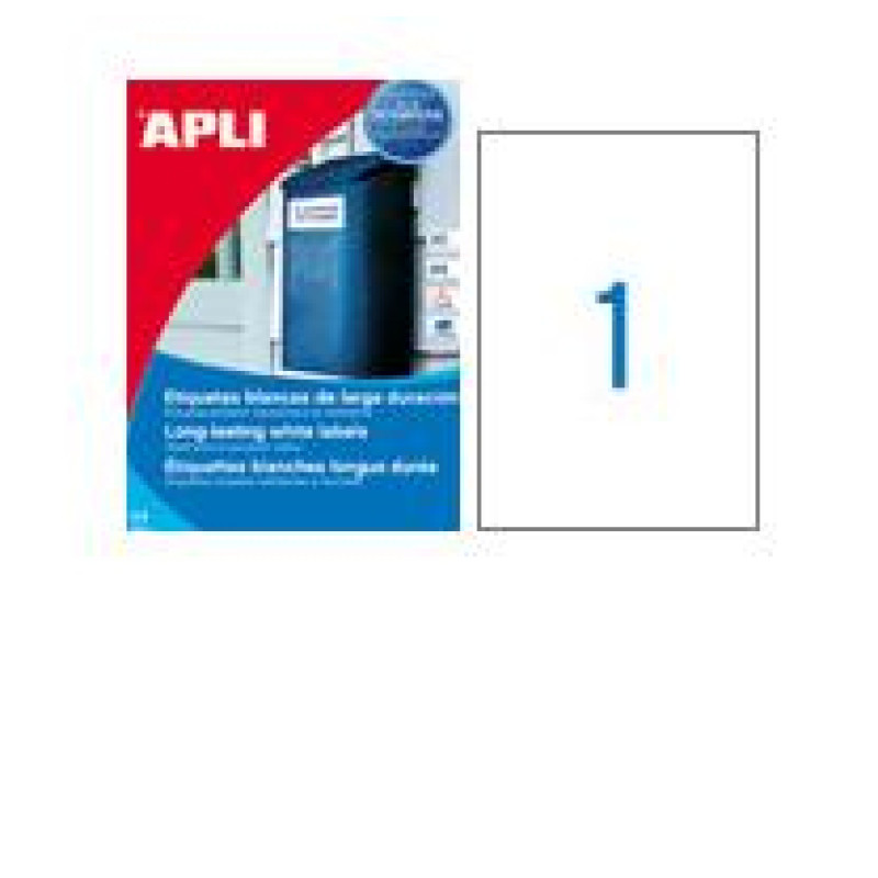 APLI 01228 01228, Blanco, Poliéster, Laser, 210 x 297, 20 pieza(s), 20 hojas