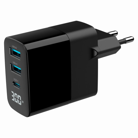 Gembird TA-UC-PDQC30LCD-BK-02 TA-UC-PDQC30LCD-BK-02, Interior, Corriente alterna, Negro