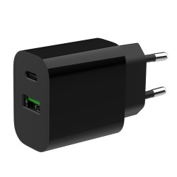 Gembird TA-UC-PDQC20-01-BK TA-UC-PDQC20-01-BK, Interior, Corriente alterna, Negro