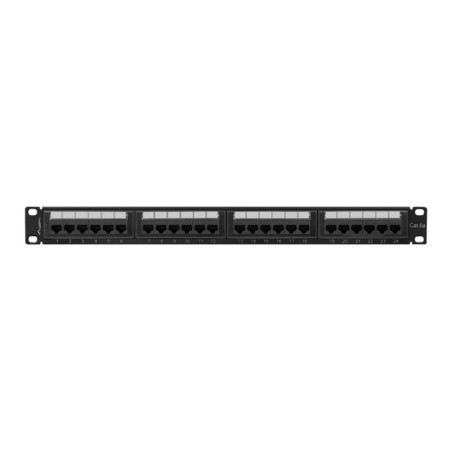 Lanberg PPUA-1024-B PPUA-1024-B, Cat6a, U/UTP (UTP), Montaje en bastidor, 1U, Negro, ABS, Metal