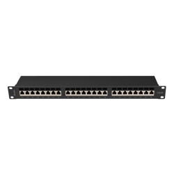 Lanberg PPSA-1024-B PPSA-1024-B, Cat6a, F/UTP (FTP), Montaje en bastidor, 1U, Negro, ABS, Metal