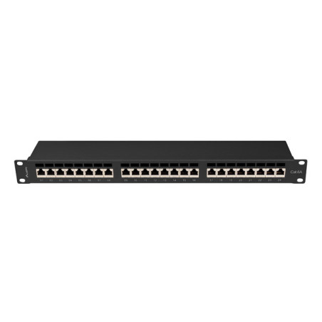 Lanberg PPSA-1024-B PPSA-1024-B, Cat6a, F/UTP (FTP), Montaje en bastidor, 1U, Negro, ABS, Metal
