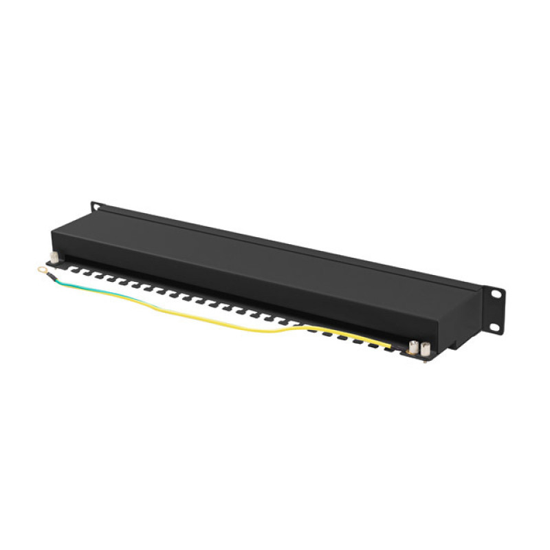 Lanberg PPSA-1024-B PPSA-1024-B, Cat6a, F/UTP (FTP), Montaje en bastidor, 1U, Negro, ABS, Metal