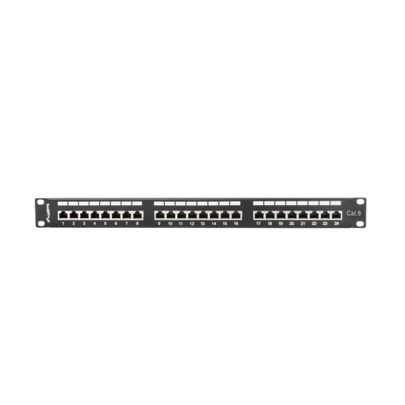 Lanberg PPS6-1024-B PPS6-1024-B, RJ-45, Cat6, 1U, Negro, Metal, 442 mm