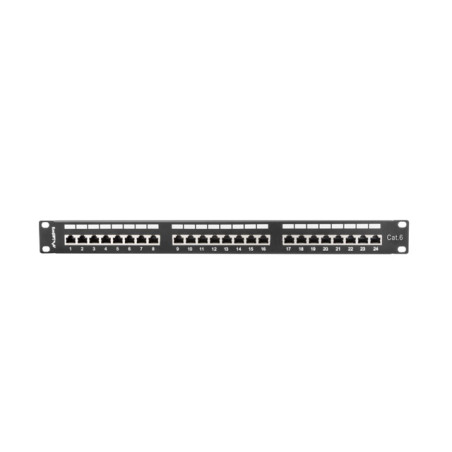 Lanberg PPS6-1024-B PPS6-1024-B, RJ-45, Cat6, 1U, Negro, Metal, 442 mm