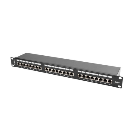 Lanberg PPS6-1024-B PPS6-1024-B, RJ-45, Cat6, 1U, Negro, Metal, 442 mm
