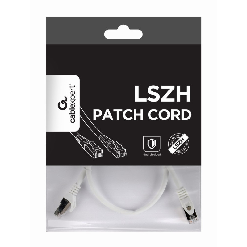 Gembird PP6A-LSZHCU-W-0.5M PP6A-LSZHCU-W-0.5M, 0,5 m, Cat6a, S/FTP (S-STP), RJ-45, RJ-45, Blanco