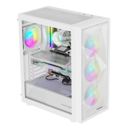 GENESIS NPC-2173 Diaxid 605 ARGB, Midi Tower, PC, Blanco, ATX, micro ATX, Mini-ATX, ABS, Acero, Vidrio templado, Juego