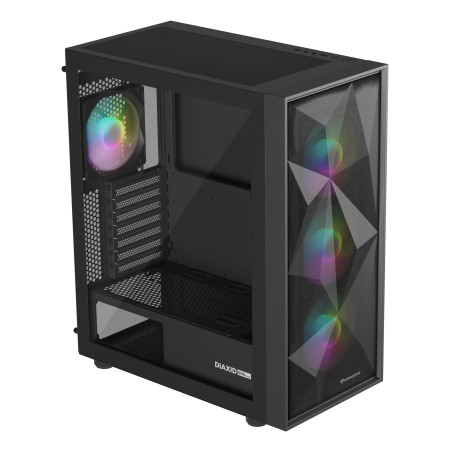 GENESIS NPC-2172 Diaxid 605 ARGB, Midi Tower, PC, Negro, ATX, micro ATX, Mini-ATX, ABS, Acero, Vidrio templado, Juego