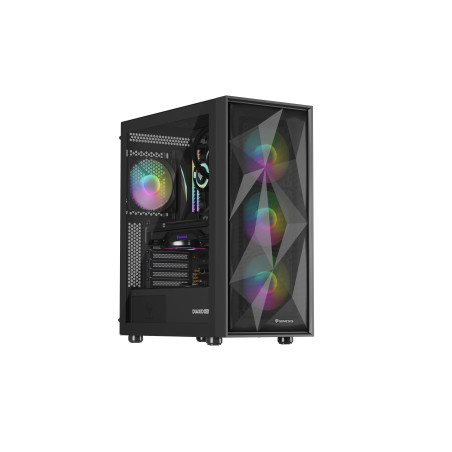 GENESIS NPC-2172 Diaxid 605 ARGB, Midi Tower, PC, Negro, ATX, micro ATX, Mini-ATX, ABS, Acero, Vidrio templado, Juego