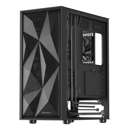 GENESIS NPC-2046 Diaxid 605F, Midi Tower, PC, Negro, ATX, micro ATX, Mini-ATX, ABS, Acero, Vidrio templado, Juego