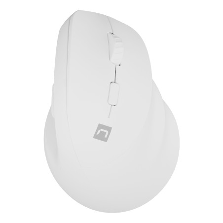 NATEC NMY-2257 Crake 2, mano derecha, Diseño vertical, Óptico, RF Wireless + Bluetooth, 2400 DPI, Blanco
