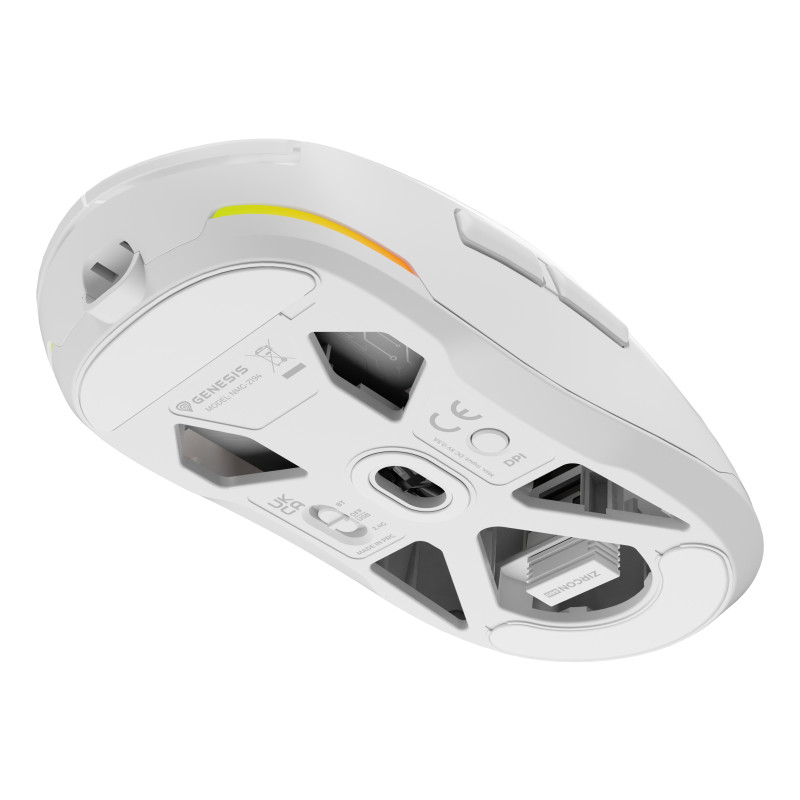 GENESIS NMG-2194 NMG-2194, Ambidextro, Óptico, Bluetooth + USB Type-C, 26000 DPI, Blanco
