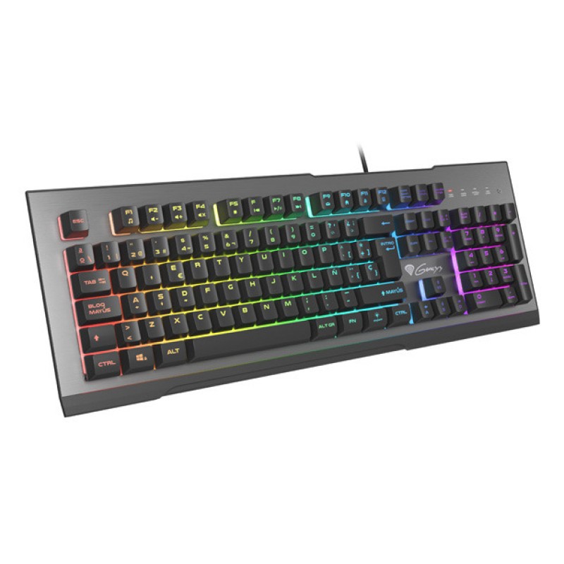 GENESIS NKG-1621 Rhod 500 RGB, Alámbrico, USB, Interruptor de membrana, QWERTY, LED RGB, Negro, Gris