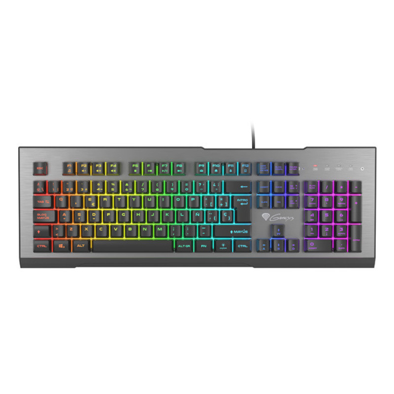 GENESIS NKG-1621 Rhod 500 RGB, Alámbrico, USB, Interruptor de membrana, QWERTY, LED RGB, Negro, Gris