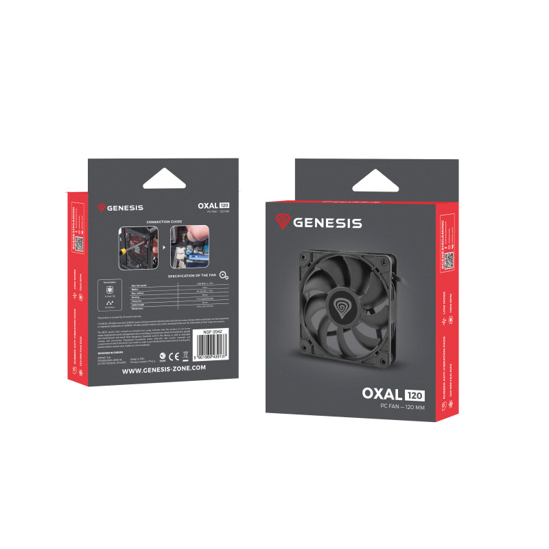 GENESIS NGF-2042 Oxal 120, Ventilador, 12 cm, 1300 RPM, Negro