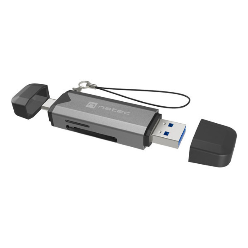 NATEC NCZ-2262 NCZ-2262, MicroSD (TransFlash), MicroSDHC, MicroSDXC, SDHC, SDXC, Negro, Gris Oscuro, 5000 Mbit/s, USB 3.1, 20